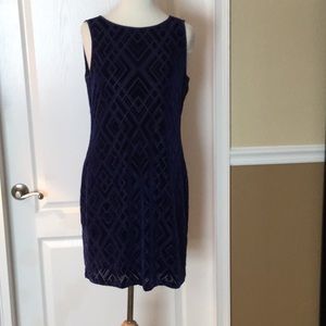 WHBM Royal Blue Sleeveless Velvet Party Dress